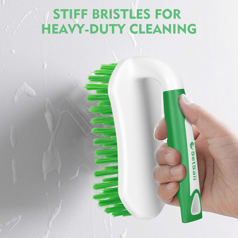 SetSail Scrub Brush, Heavy-Duty Scrub Brushes for Cleaning with Stiff Bristles Cleaning Brush for Shower, Bathroom, Carpet, Kitchen and Bathtub Scrubber - 3 Pack, Green - Image 5